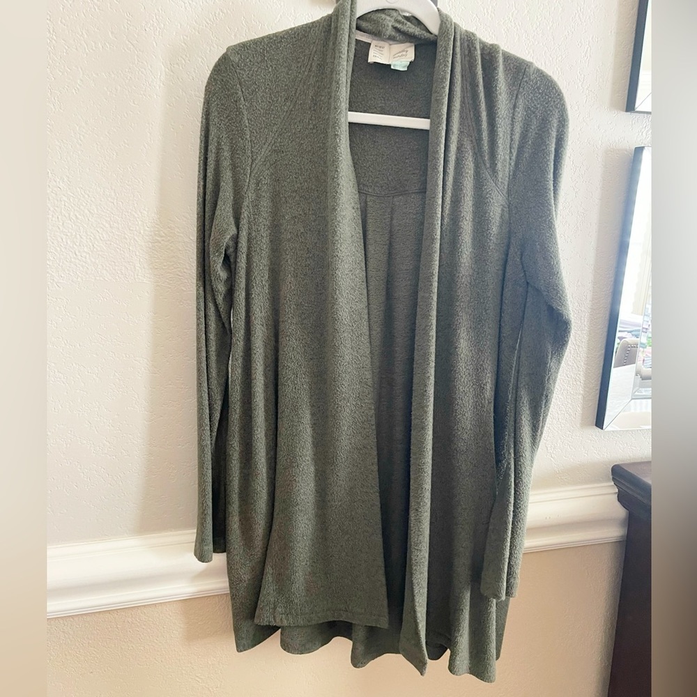 Green fleece caridgan